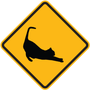 Cat Stretching Warning Sign