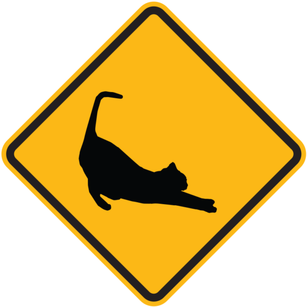 Cat Stretching Warning Sign