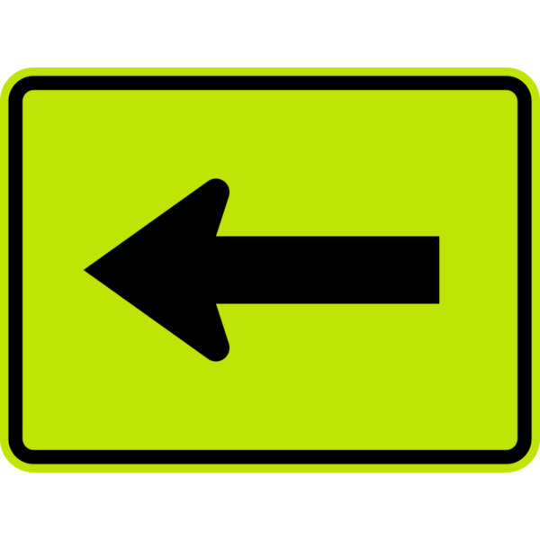 Lime green left Arrow 24 x 18 Sign