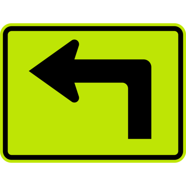 Lime green left Arrow Sign