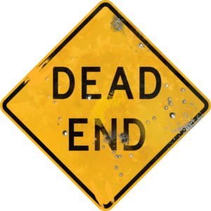 Street Sign with Dead End legend. Vintage looking sign with digitally printed bullet holes.