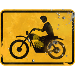 Motorcycle Crossing rectangular Street Sign with a figure riding a motorcycle