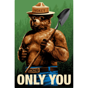 Smokey Bear Only You by Traci Ching rectangular sign.