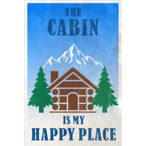 Rectangular Wall art that says "the cabin is my happy place"