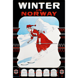 Rectangular vintage Wall art that says "Winter In Norway"