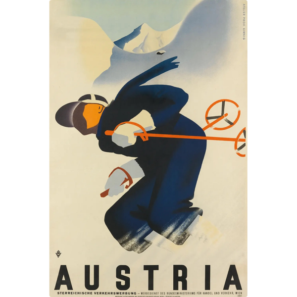 Vintage rectangular ski sign that says "Austria"