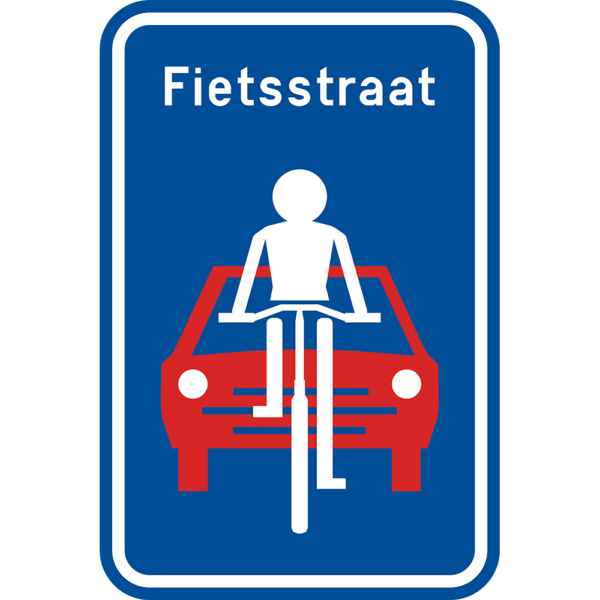 Person riding bike in front of red car