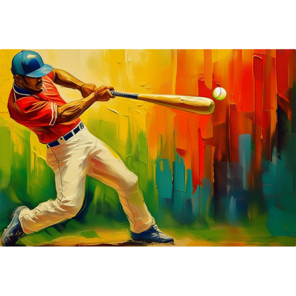 Baseball Player hitting a ball. Vibrant Baseball