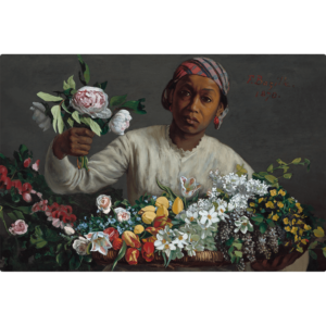 Painting of a woman with peonies 1870.