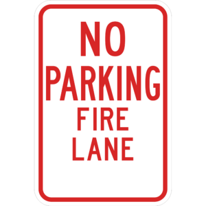 No Parking Fire Lane Sign.