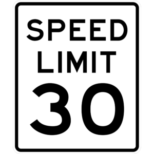 R2-1 Speed Limit 30 sign with black text