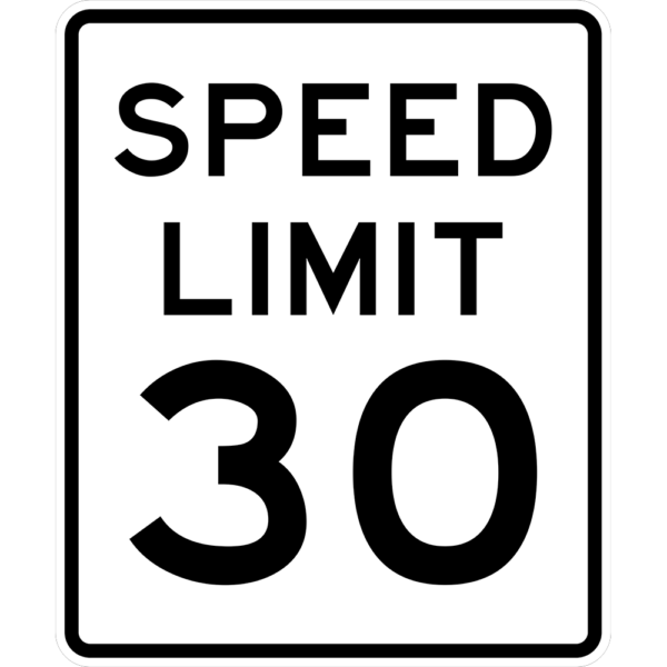 R2-1 Speed Limit 30 sign with black text