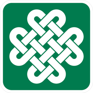 A Celtic Knot Sign with a celtic knot in white on a green background. -St. Patrick’s Day Sign Collection