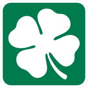 Clover sign with a four-leaf clover in white on a green background. -St. Patrick’s Day Sign Collection